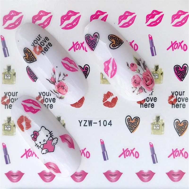 FWC 1 Sheets Valentine Colorful Sticker for Nail Art Decorations Red Rose Lipstick Water Transfer Decals
FWC 1 Sheets Valentine Colorful Sticker for Nail Art Decorations Red Rose Lipstick Water Transfer Decals