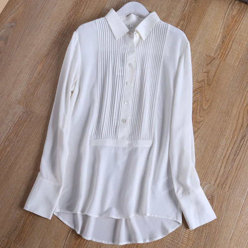 100% Silk Pleated Blouse Pure color Long Sleeve Turndown Collar Nature Silk Shirts Spring Summer Blouses New Women's Shirts
100% Silk Pleated Blouse Pure color Long Sleeve Turndown Collar Nature Silk Shirts Spring Summer Blouses New Women's Shirts