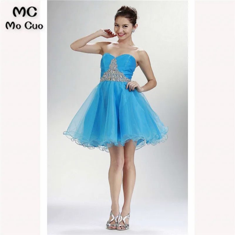 Ball Gown Sweetheart Short Mint Green Tulle Beaded Cocktail Prom Dress34