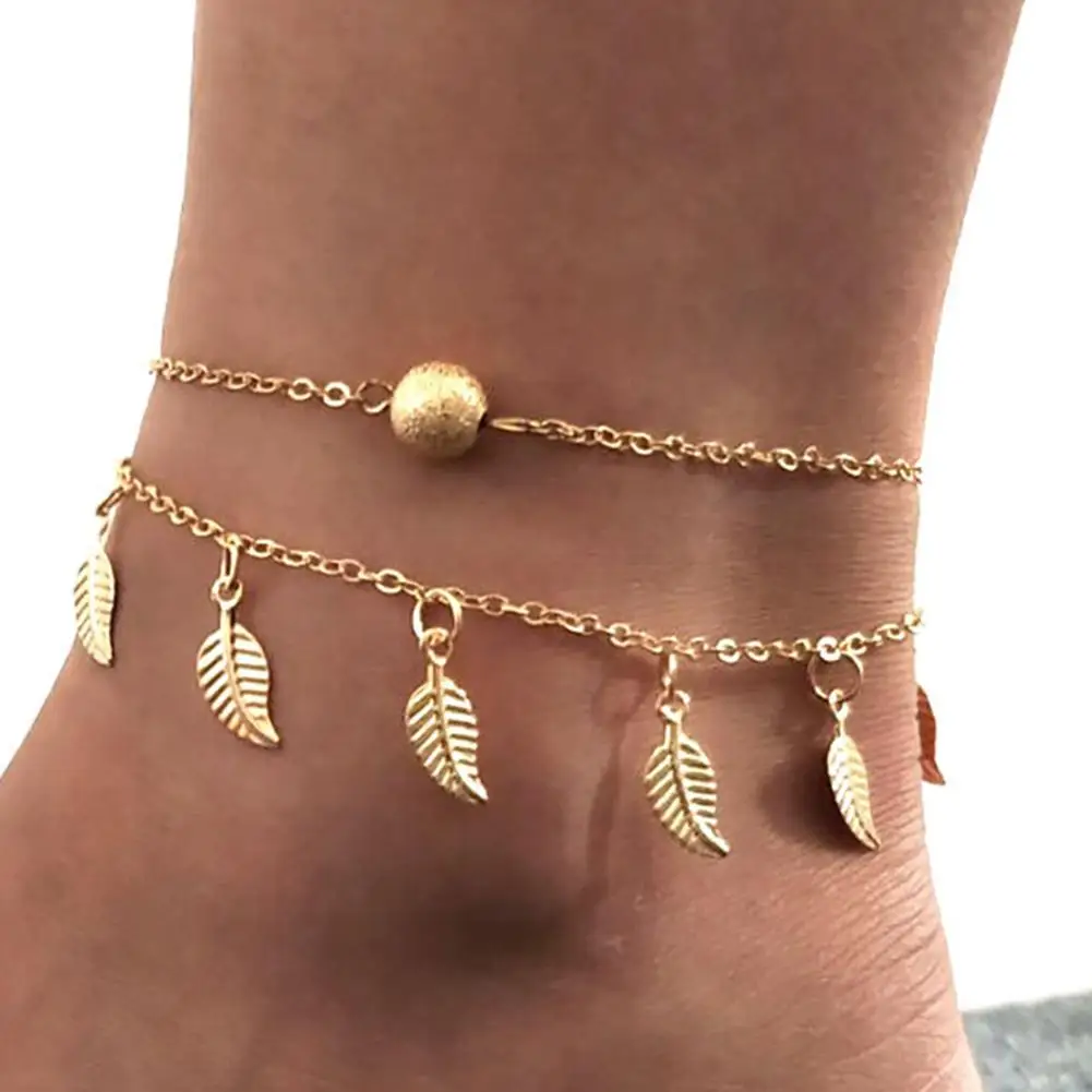 Hot!!! Double Layer Leaves Charm Anklet Foot Chain Summer Women Sandal Ankle Bracelet 
Hot!!! Double Layer Leaves Charm Anklet Foot Chain Summer Women Sandal Ankle Bracelet