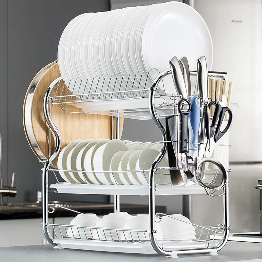 Multi-functional 3-Tier Dish Rack Kitchen Supplies Storage Rack Draining Rack Chopsticks/Knives/Cutting Board Holder Drainboard
Multi-functional 3-Tier Dish Rack Kitchen Supplies Storage Rack Draining Rack Chopsticks/Knives/Cutting Board Holder Drainboard