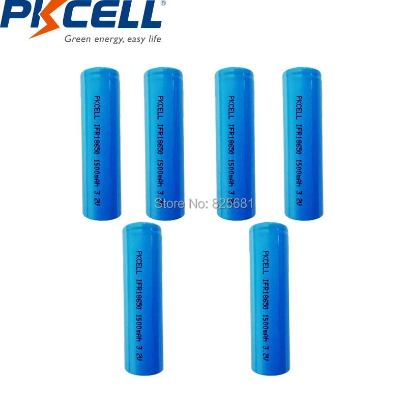 6Pcs PKCELL 18650 IFR18650 Li-FePO4 Rechargeable Battery 3.2V 1500mAh IFR18650 For UPS Solar System LED light
6Pcs PKCELL 18650 IFR18650 Li-FePO4 Rechargeable Battery 3.2V 1500mAh IFR18650 For UPS Solar System LED light