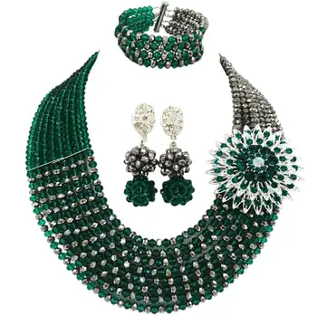 Fashion Teal Green Army Green and Silver African Beads Jewelry Set Crystal Beaded Necklace Sets 8JBK13
Fashion Teal Green Army Green and Silver African Beads Jewelry Set Crystal Beaded Necklace Sets 8JBK13