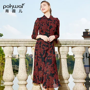 POKWAI Women's spring Long Sleeve Stitching Ruffled Ladies Temperament Slim Irregular Printed Chiffon Dress
POKWAI Women's spring Long Sleeve Stitching Ruffled Ladies Temperament Slim Irregular Printed Chiffon Dress