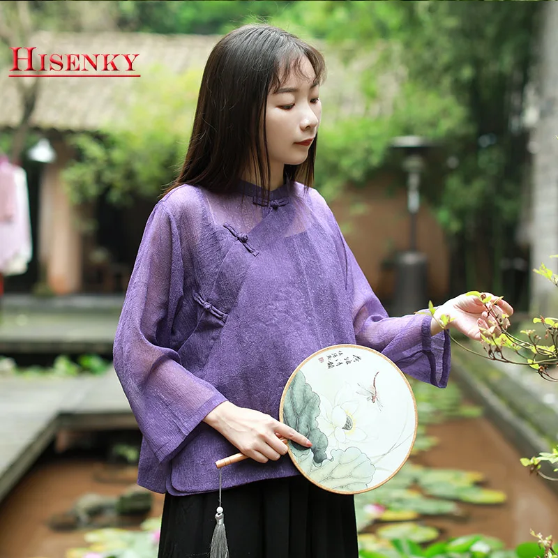 Hisenky 2019 Summer Chinese Style Blouse Women Mandarin Collar Three Quarter Sleeve Chiffon Shirt Tops Tang Suit Retro Blouses
Hisenky 2019 Summer Chinese Style Blouse Women Mandarin Collar Three Quarter Sleeve Chiffon Shirt Tops Tang Suit Retro Blouses