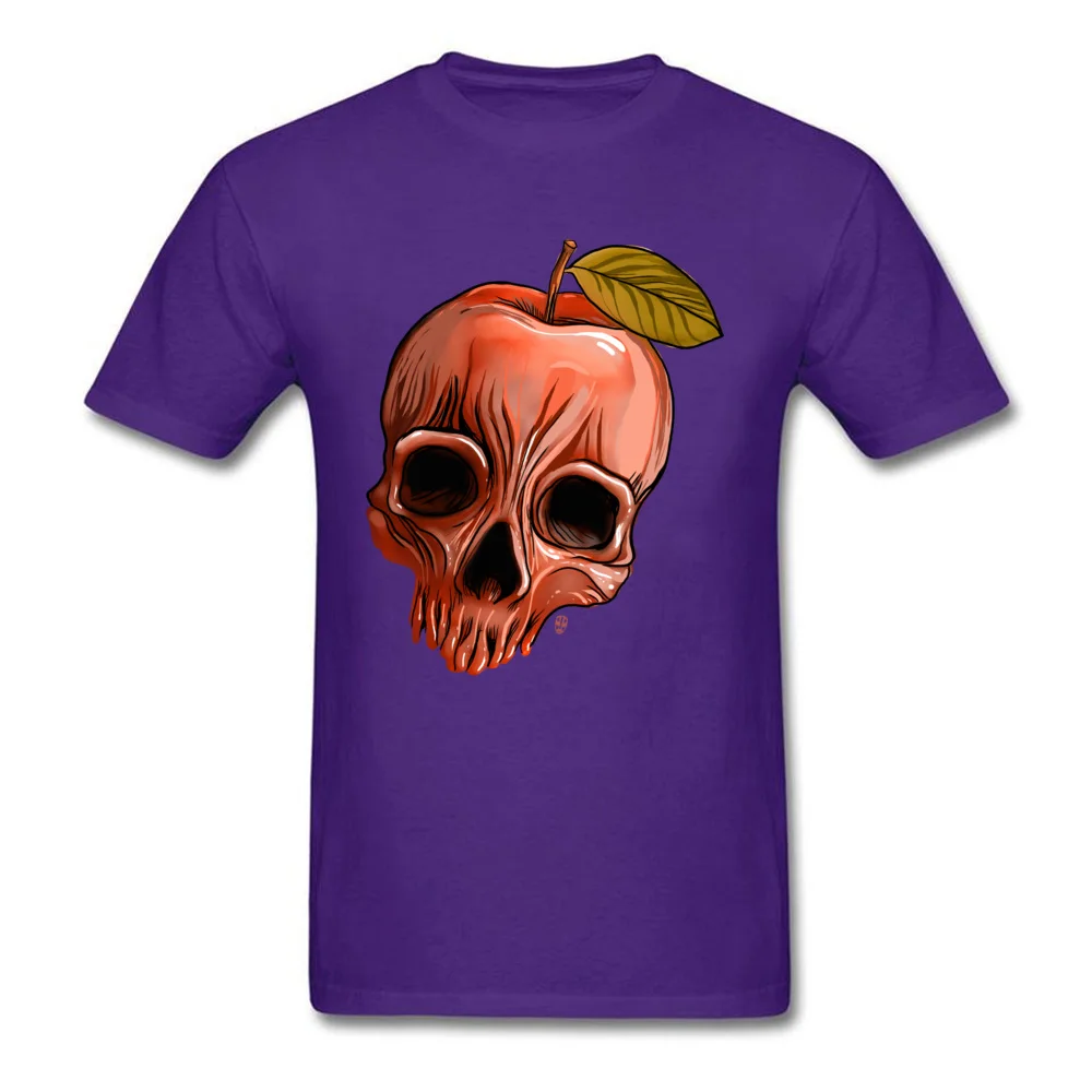 O Neck Apple Skull Cotton Fabric Men Top T-shirts Custom Short Sleeve Tops Shirt On Sale Printed T-Shirt Top Quality Apple Skull purple