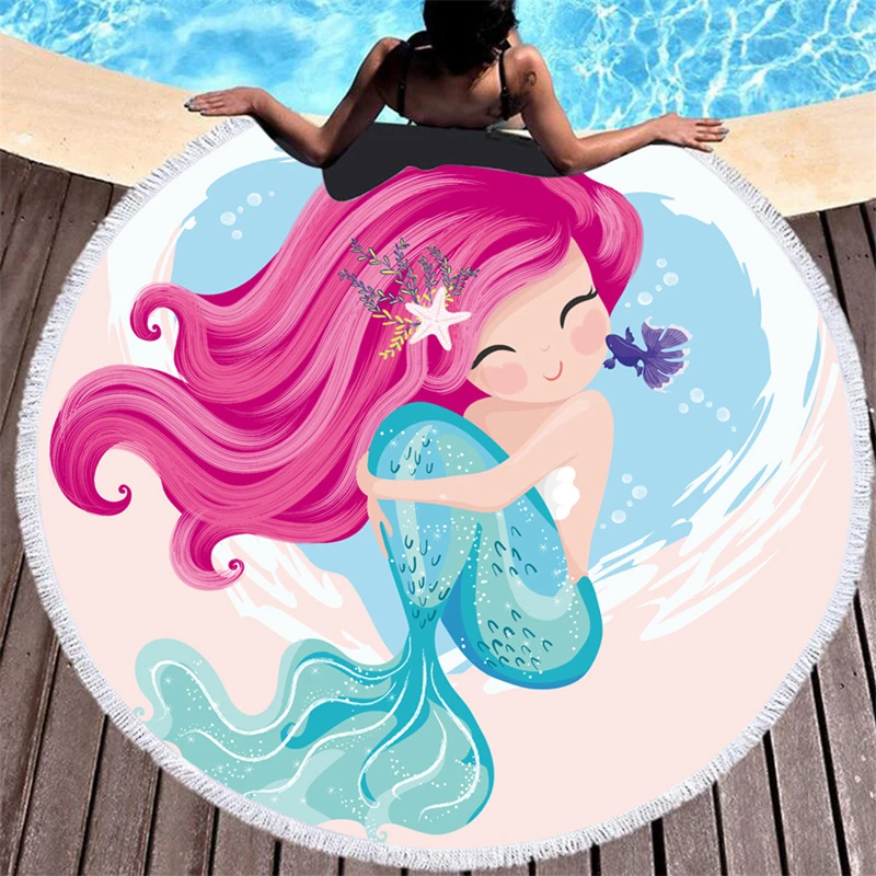 Cartoon Pink Mermaid Microfiber Towels Large Round Beach Towels for Adults Kids Gifts Summer Toalla Tassel Tapestry
Cartoon Pink Mermaid Microfiber Towels Large Round Beach Towels for Adults Kids Gifts Summer Toalla Tassel Tapestry