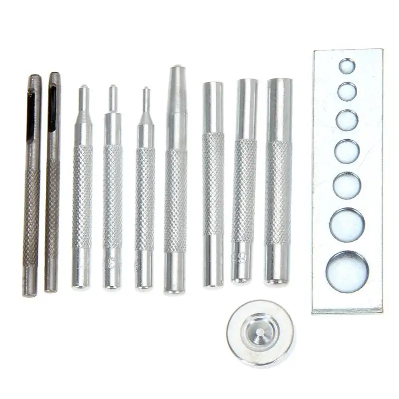 11pcs Leather Punches Hole Leather Tools Piercing Punisher Metal for DIY Leather Craft Snap Fastener Installation Rivet Punch
11pcs Leather Punches Hole Leather Tools Piercing Punisher Metal for DIY Leather Craft Snap Fastener Installation Rivet Punch