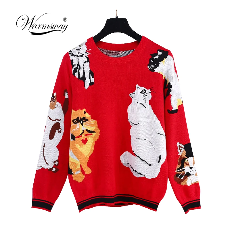 Brand Designer Christmas Funny Tops Lady's Sweater 2018 New Sweet 7 Cats Pattern Red Knit Pullover Chic Women Jumper C-271
Brand Designer Christmas Funny Tops Lady's Sweater 2018 New Sweet 7 Cats Pattern Red Knit Pullover Chic Women Jumper C-271