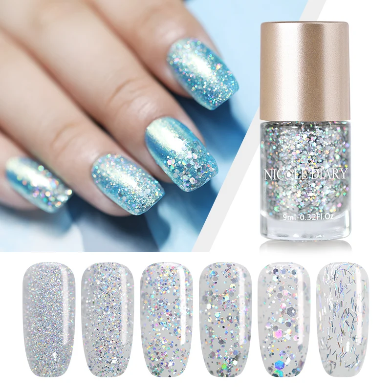 NICOLE DIARY 9ml Nail Polish Oil Based Holographic Silver Nail Art Lacquer Manicure Tips Shiny Glitter Varnish Polish 6 Colors
NICOLE DIARY 9ml Nail Polish Oil Based Holographic Silver Nail Art Lacquer Manicure Tips Shiny Glitter Varnish Polish 6 Colors