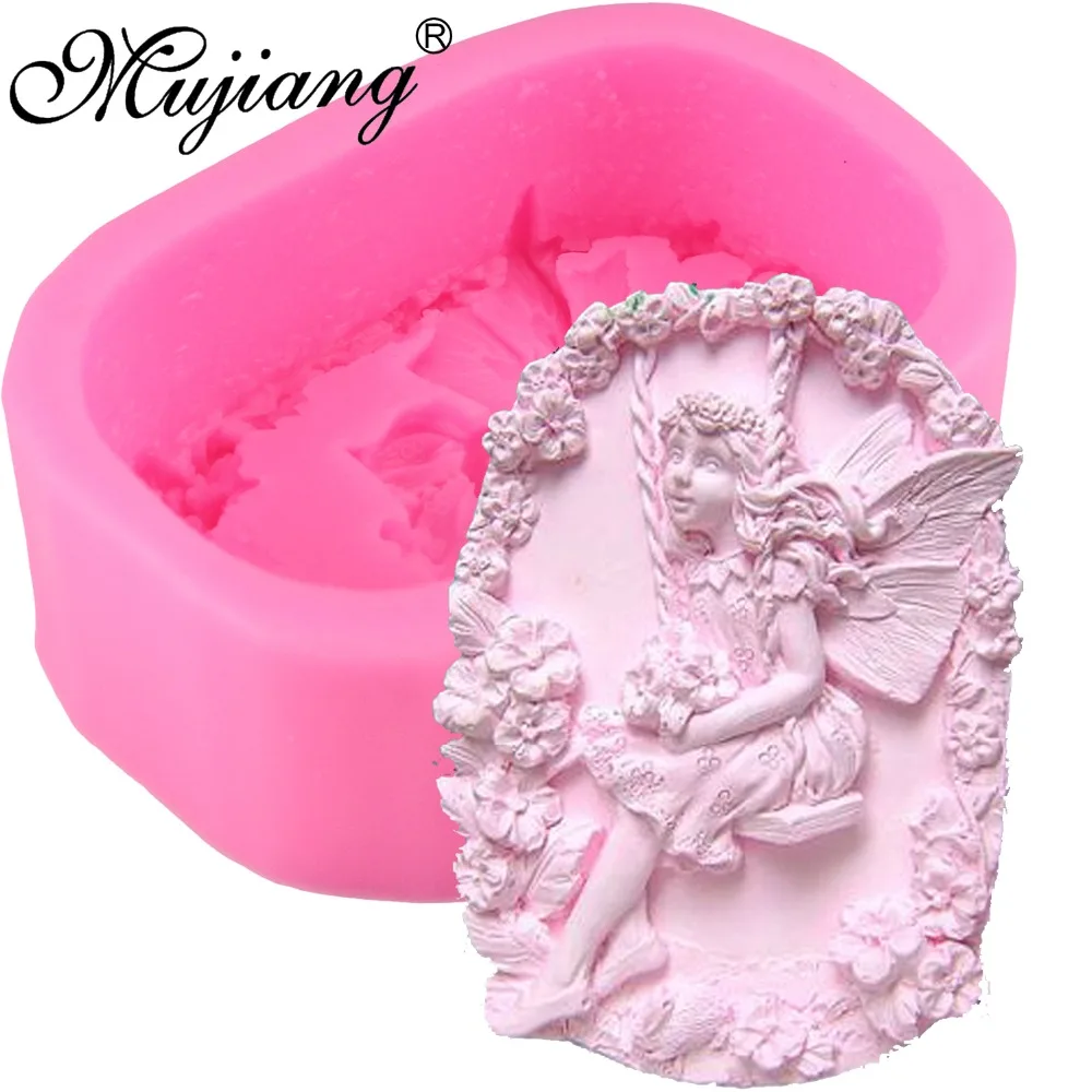 Mujiang Цветок Ангел DIY мыло силиконовая форма 3D Рукоделие Фея Полимерная глина