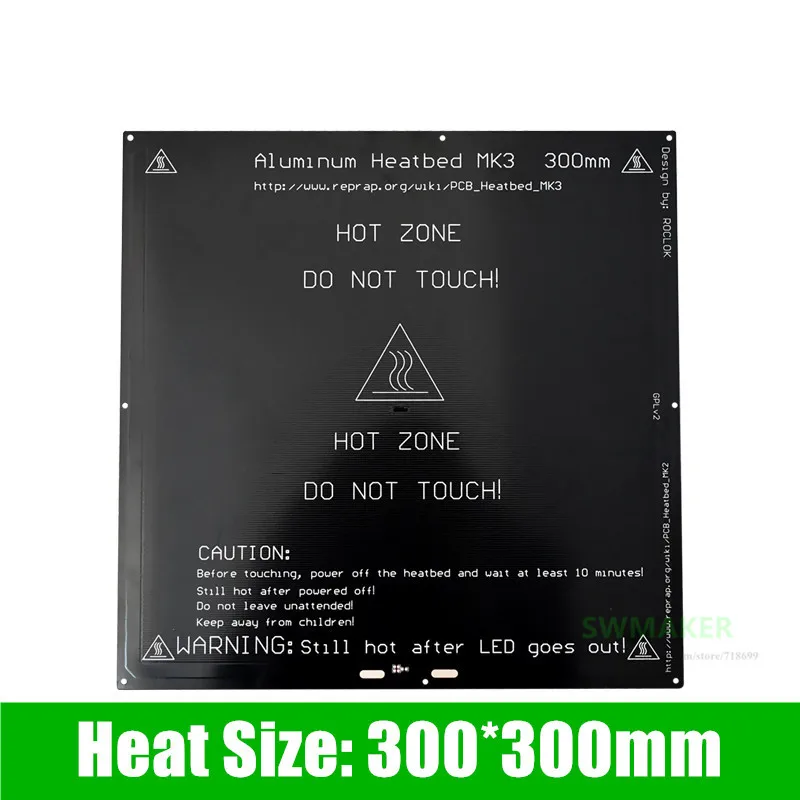MK2A MK3 329*329mm PCB Heatbed Hot Bed, Heat Size: 300*300mm, 3D Printer Aluminum Heatbed 24V Thickness 3mm
MK2A MK3 329*329mm PCB Heatbed Hot Bed, Heat Size: 300*300mm, 3D Printer Aluminum Heatbed 24V Thickness 3mm