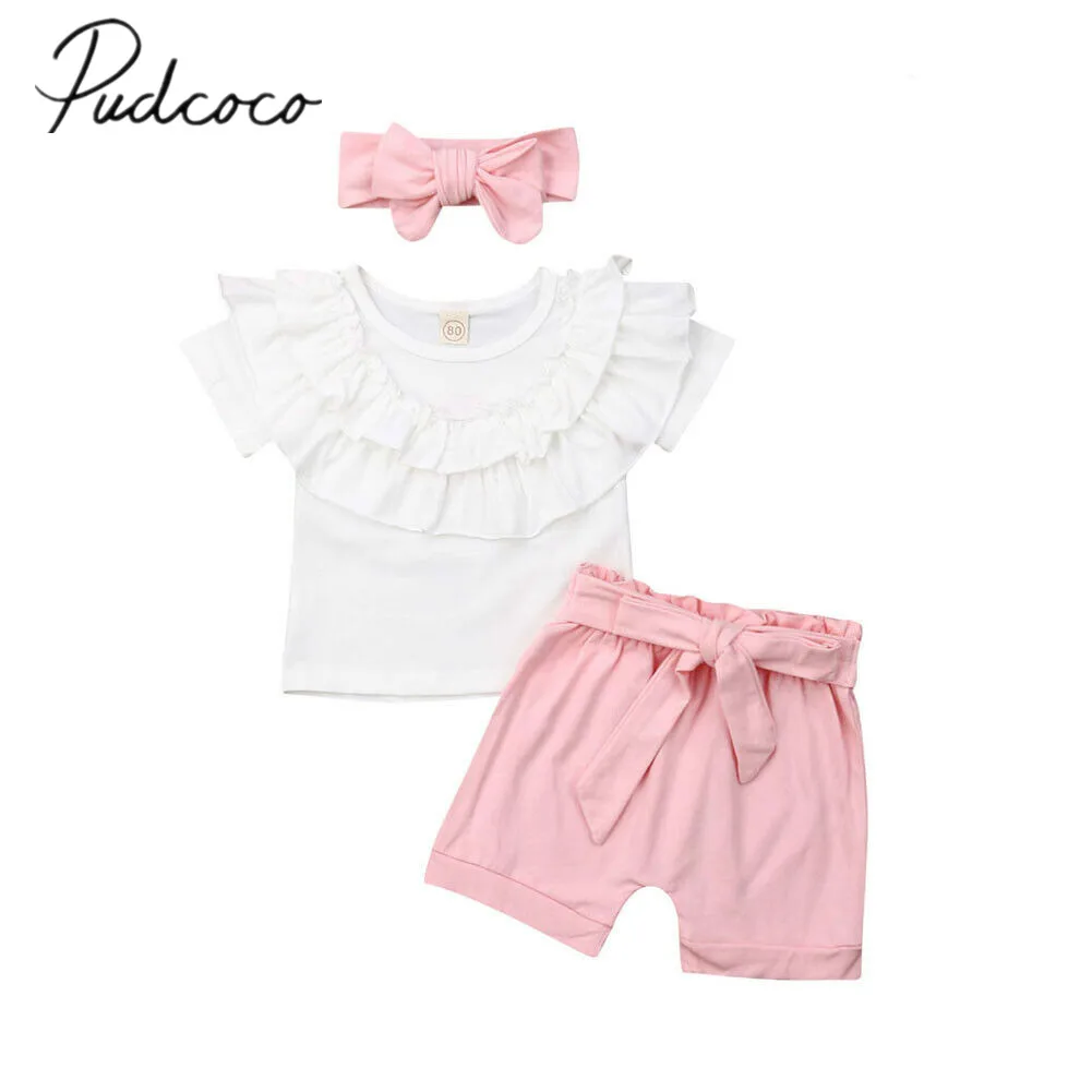 2019 Baby Summer Clothing Lovely Infant Baby Girl Clothes White Ruffles Tops Bow-knot Pants Headband Party 3Pcs Outfits Sets
2019 Baby Summer Clothing Lovely Infant Baby Girl Clothes White Ruffles Tops Bow-knot Pants Headband Party 3Pcs Outfits Sets