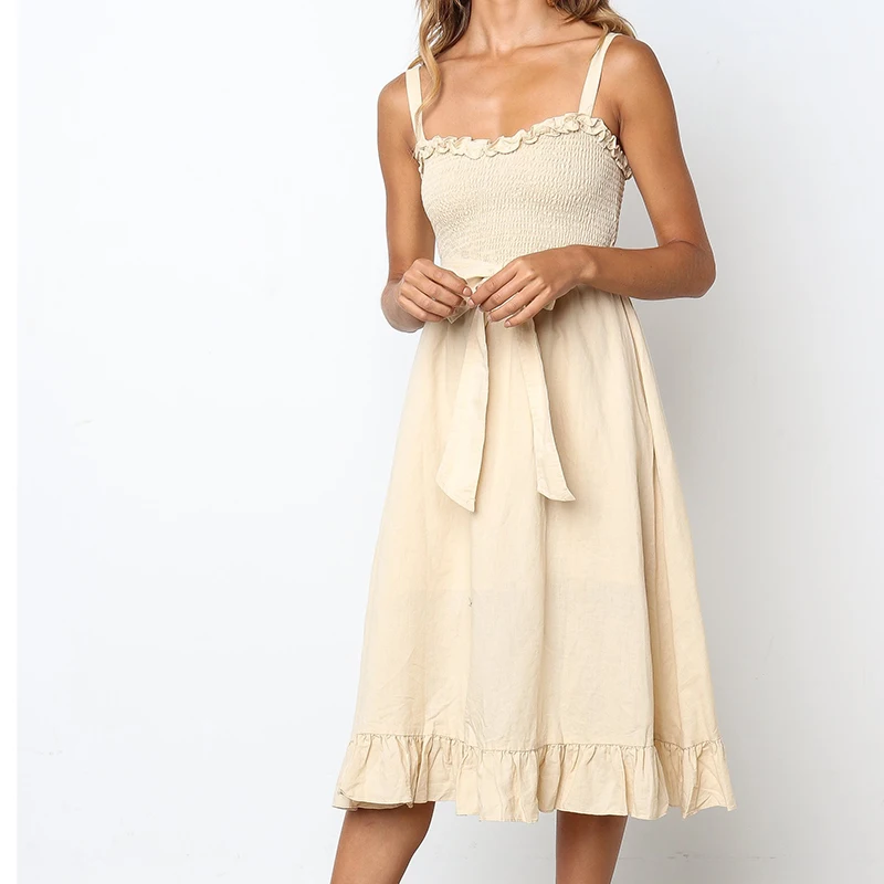 2019 Boho Sashes A-Line Ruffles Sundress Spring Summer Beach Bow Spaghetti Strap Dress Femme Party Solid Cute Midi Dresses M0508
2019 Boho Sashes A-Line Ruffles Sundress Spring Summer Beach Bow Spaghetti Strap Dress Femme Party Solid Cute Midi Dresses M0508