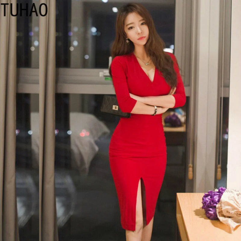 TUHAO Bodycon Black Red Vintage Dress Vestido Dresses 2019 Spring Autumn Women Elegant Bandage Sheath Office Party Sexy Dress
TUHAO Bodycon Black Red Vintage Dress Vestido Dresses 2019 Spring Autumn Women Elegant Bandage Sheath Office Party Sexy Dress