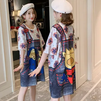 Summer new pregnant women summer dress cartoon print strap T-shirt dress Korean fashion print pregnancy skirt
Summer new pregnant women summer dress cartoon print strap T-shirt dress Korean fashion print pregnancy skirt