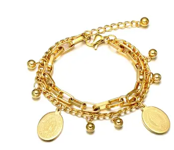 WholeSale 10pcs/lot Stainless Steel Yellow Gold Religious Virgin Mary Christian Double Layer Chain Bracelet Ball pendants HQ
WholeSale 10pcs/lot Stainless Steel Yellow Gold Religious Virgin Mary Christian Double Layer Chain Bracelet Ball pendants HQ