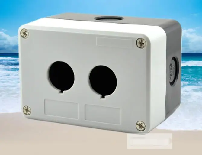 Button indicator lamp, waterproof box, emergency stop button, control box, 2 double holes white and black
Button indicator lamp, waterproof box, emergency stop button, control box, 2 double holes white and black