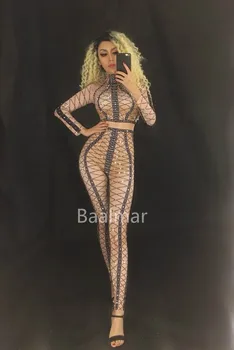 Glisten Crystals Sexy Nightclub Rompers Costume Jumpsuit Women's Outfit Black Bandage Bodysuit Birthday Celebrate Wear DJ DS
Glisten Crystals Sexy Nightclub Rompers Costume Jumpsuit Women's Outfit Black Bandage Bodysuit Birthday Celebrate Wear DJ DS