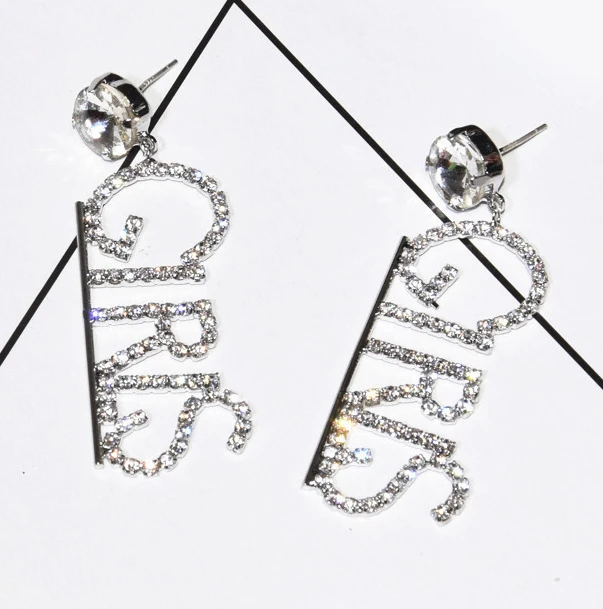 2018 New Ins Fashion Big Words GIRL Exaggerate Full Crystal Dangle Earrings Gold Silver Drop Earring For Women Wedding Party
2018 New Ins Fashion Big Words GIRL Exaggerate Full Crystal Dangle Earrings Gold Silver Drop Earring For Women Wedding Party
