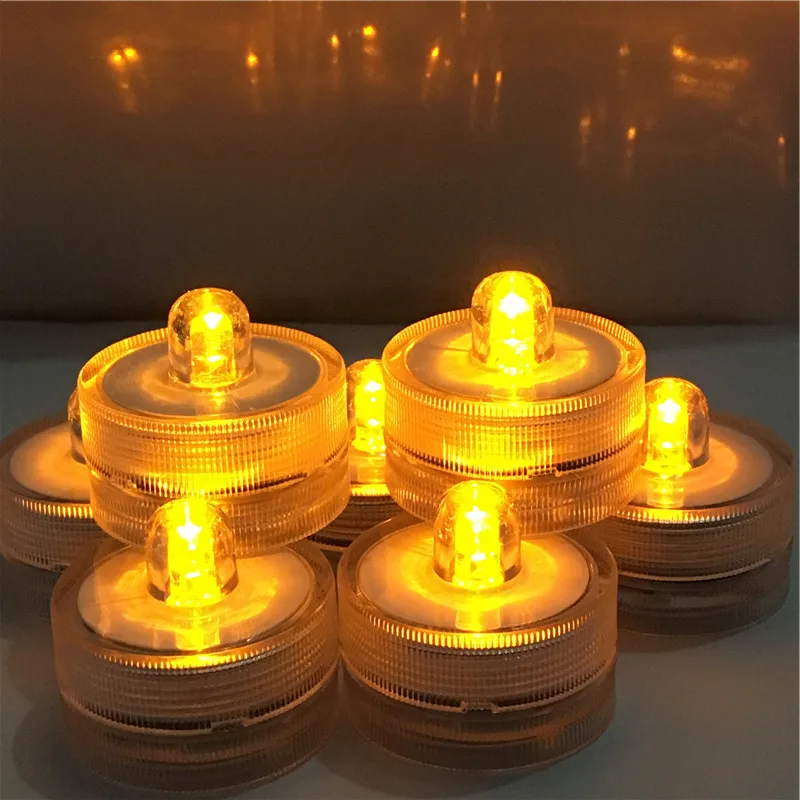 24pcs/lot Amber Underwater LED Submersible Waterproof LED Lights Batteries Tea Light Candle for Wedding Party Decoration
24pcs/lot Amber Underwater LED Submersible Waterproof LED Lights Batteries Tea Light Candle for Wedding Party Decoration