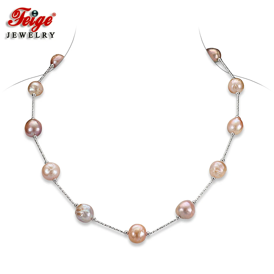 Trendy Natural Pearl Chain Necklace for Lady Anniversary Jewelry Gift 11-13MM Multicolor Baroque Freshwater Pearl Necklace FEIGE
Trendy Natural Pearl Chain Necklace for Lady Anniversary Jewelry Gift 11-13MM Multicolor Baroque Freshwater Pearl Necklace FEIGE