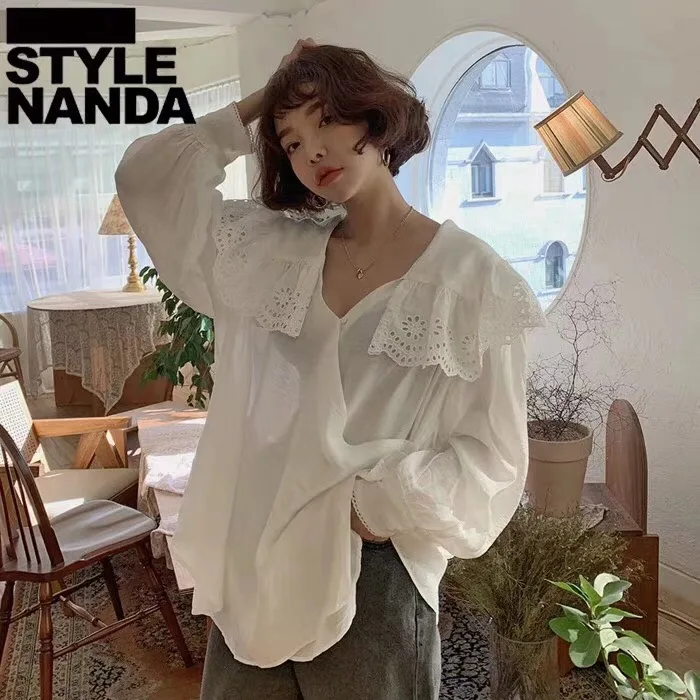 Recommend! Big Collar Crochet Hollow Out White Blouse Lantern Sleeve Top Women Shirt Loose Chemise Blusa Blanca Mujer Camisa
Recommend! Big Collar Crochet Hollow Out White Blouse Lantern Sleeve Top Women Shirt Loose Chemise Blusa Blanca Mujer Camisa