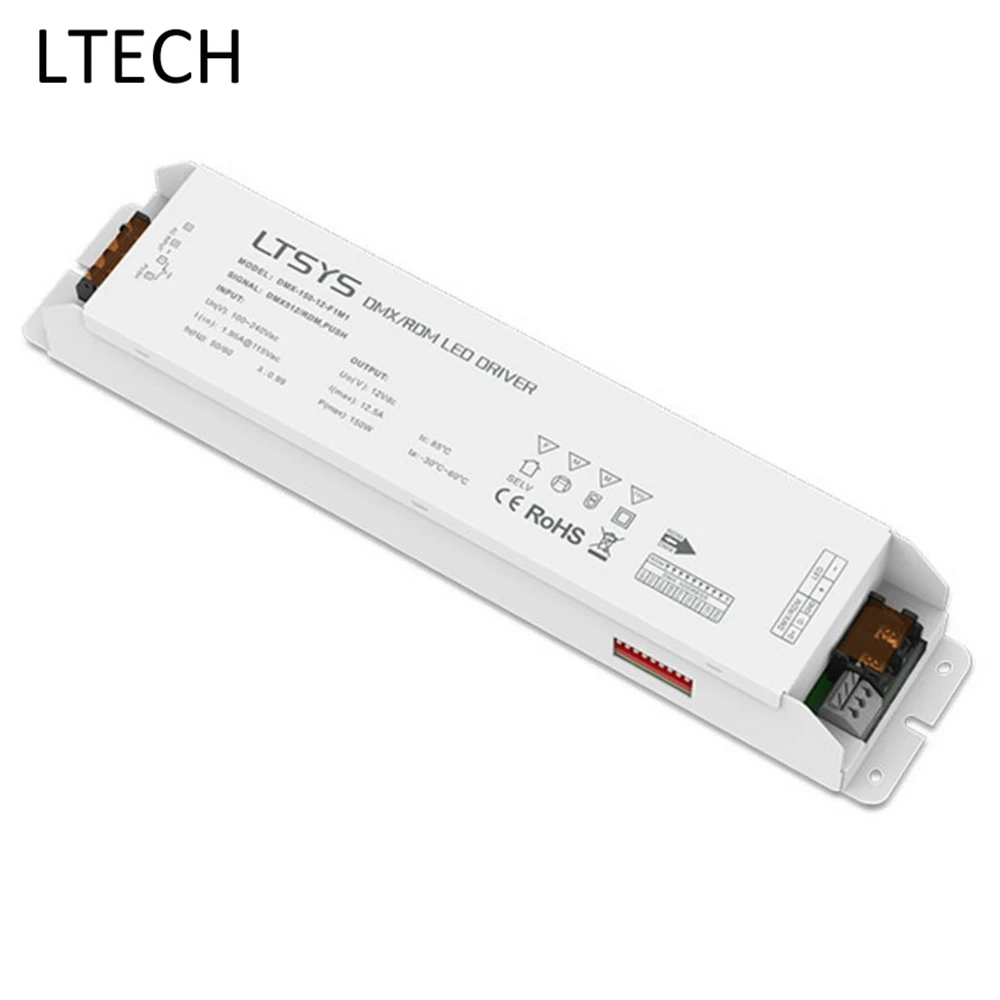 LTECH DMX-150-12-F1M1 150W DMX512/RDM LED DIMMING DRIVER ;AC100-240V input;max 12V/12.5A/150W output CV driver 
LTECH DMX-150-12-F1M1 150W DMX512/RDM LED DIMMING DRIVER ;AC100-240V input;max 12V/12.5A/150W output CV driver