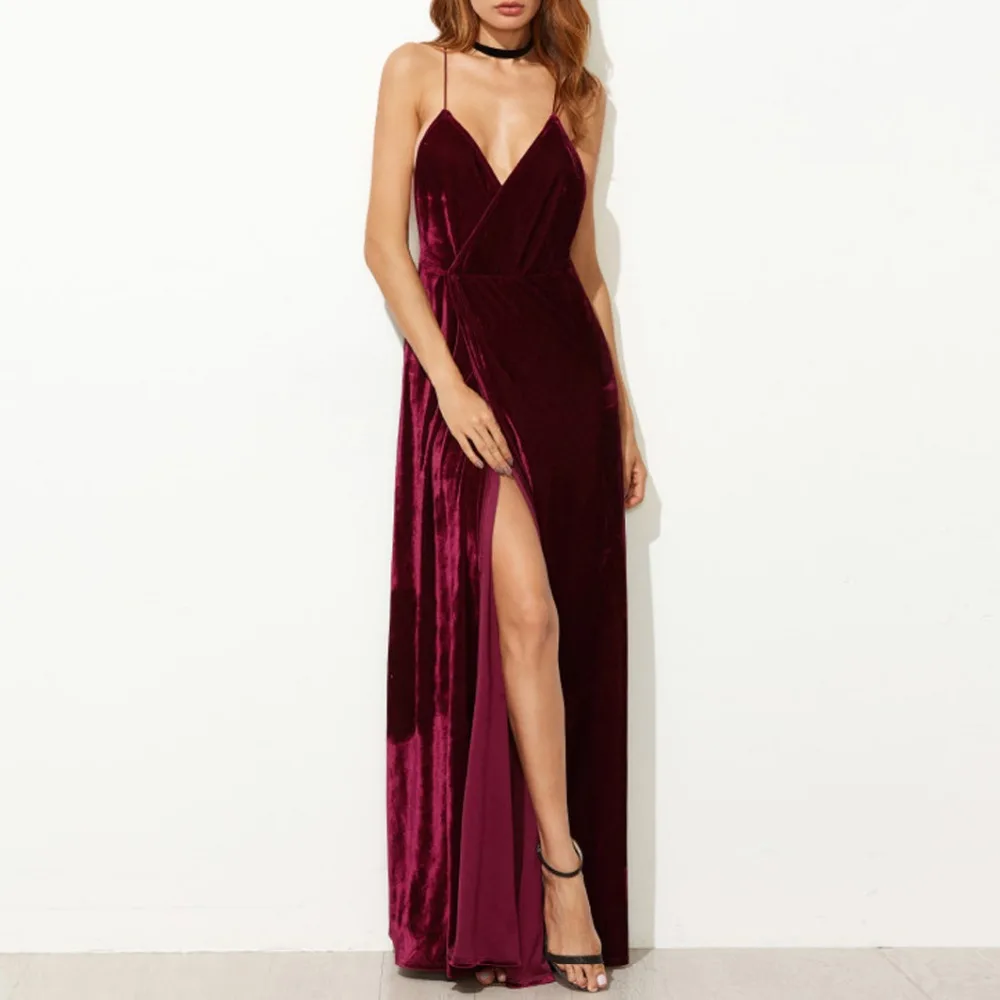 2018 Summer Autumn Women Sexy Sleeveless Spaghetti Strap Club Velvet Dress Burgundy Bodycon Backless High Split Party Dress
2018 Summer Autumn Women Sexy Sleeveless Spaghetti Strap Club Velvet Dress Burgundy Bodycon Backless High Split Party Dress