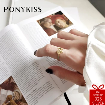 PONYKISS Romantic 100% 925 Sterling Silver Adjustable Opening Cute Gold Rose Ring Fine Jewelry Women Anniversary Creative Gift
PONYKISS Romantic 100% 925 Sterling Silver Adjustable Opening Cute Gold Rose Ring Fine Jewelry Women Anniversary Creative Gift