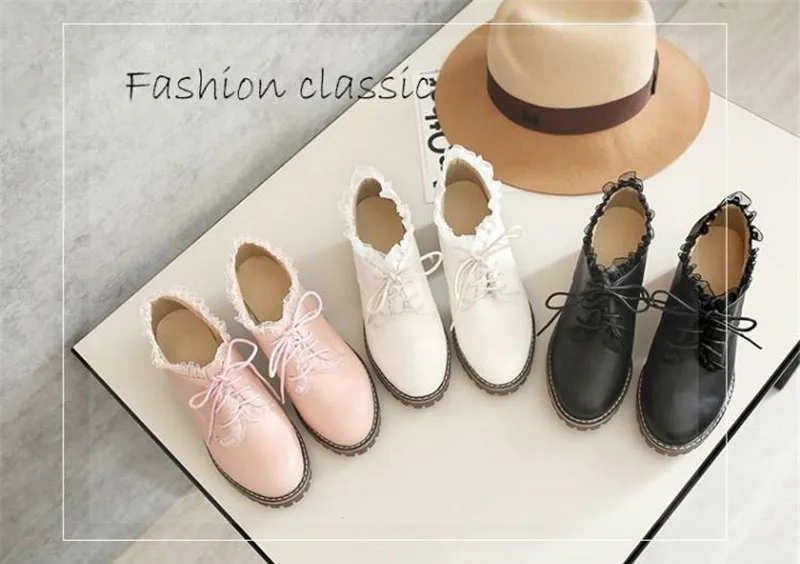 Fashion Lace Up Brogue Pumps Women Vintage Lace Lady Lolita Shoes Big Size 33-43 Platform High Heels Oxford Shoes Woman Footwear (4)