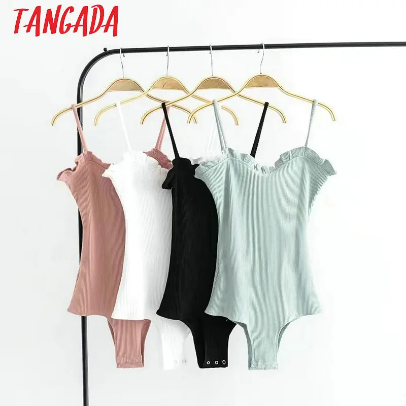 Tangada Fashion Women Bodysuits 2019 Knitted Sexy Spaghetti Strap Stretch Ruffles Fitness Female Jumpsuit Rompers 2B03
Tangada Fashion Women Bodysuits 2019 Knitted Sexy Spaghetti Strap Stretch Ruffles Fitness Female Jumpsuit Rompers 2B03