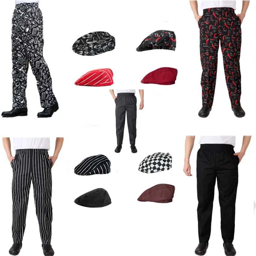 Fashion Elastic Waistband Chef Uniform Pants Hats Men Costume Work Wear Cook Kitchen Striped Trousers Breathable Fancy Costume
Fashion Elastic Waistband Chef Uniform Pants Hats Men Costume Work Wear Cook Kitchen Striped Trousers Breathable Fancy Costume