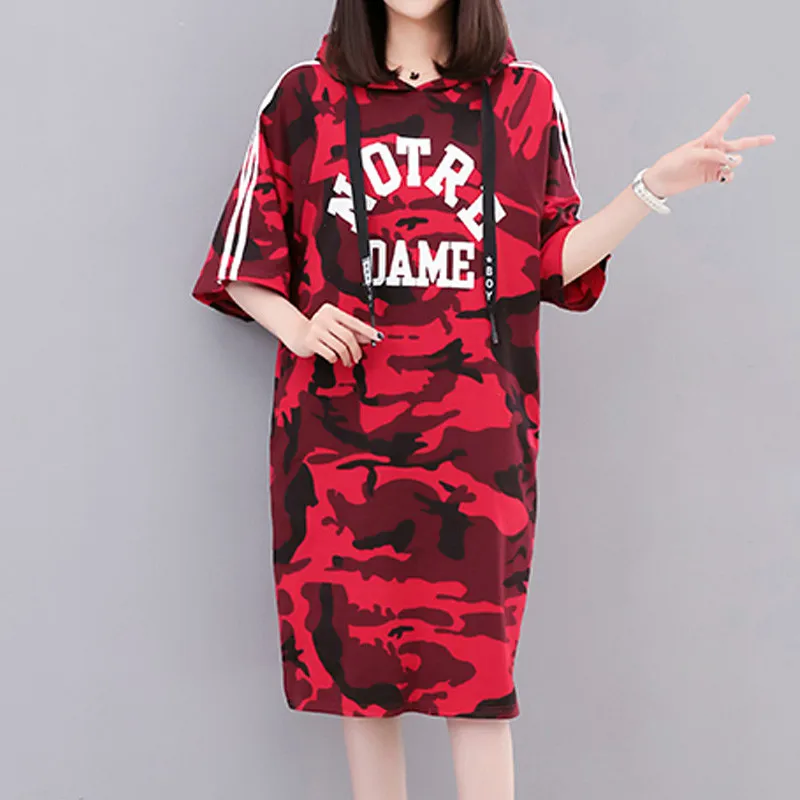 XL-5XL Plus Size Women Hoodie Dress Summer 2019 Fashion Letter Print Stripe Short Sleeve Loose Casual Cotton Camouflage Dresses
XL-5XL Plus Size Women Hoodie Dress Summer 2019 Fashion Letter Print Stripe Short Sleeve Loose Casual Cotton Camouflage Dresses