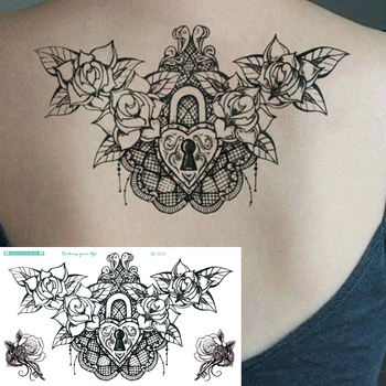 1sheet new Chest Flash Tattoo large black flower love lock skull shoulder arm Sternum tattoos henna body/back Under breast paint
1sheet new Chest Flash Tattoo large black flower love lock skull shoulder arm Sternum tattoos henna body/back Under breast paint