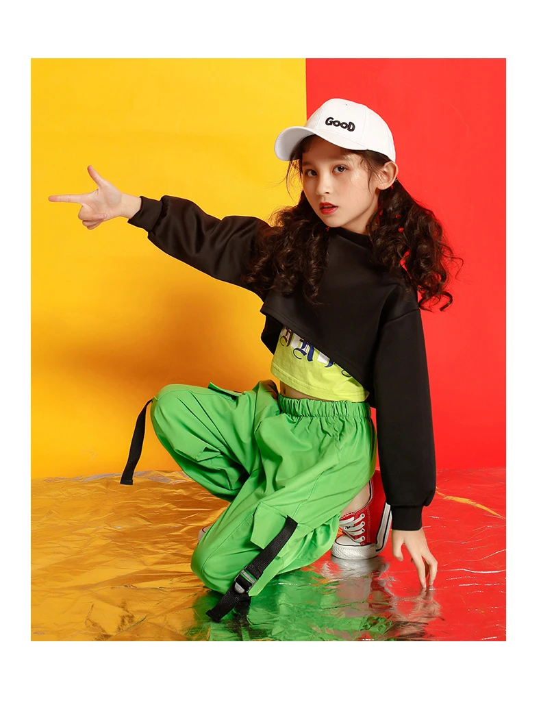 Girls boutique outfits cotton 4 6 8 10 12 14 16 Years hip hop hoodie dance costumes kids Jazz summer baby girls clothing set (10)