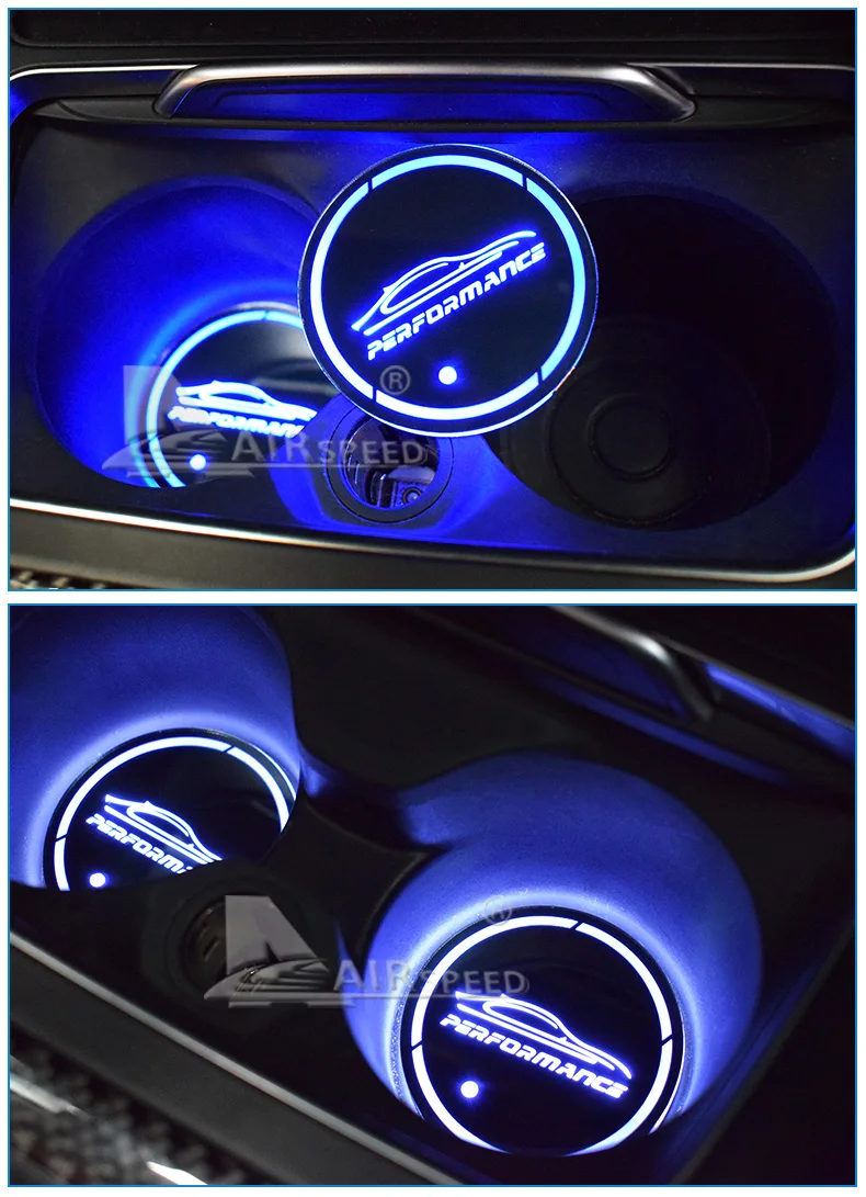 LED PERFORMANCE Car Coasters Cup Mats for BMW G30 F30 F34 F20 F10 F15 F16 F25 F26 F07 F48 E70 E90 E92 E60 E84 E87 (10)