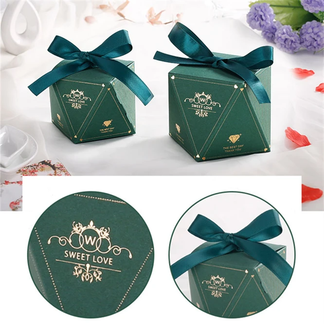 50PCS Pink/Red/Green Diamond Shape Baby Shower Candy Box Wedding Favors and Gifts Boxes Birthday Party Decoration for Guests | Дом и сад