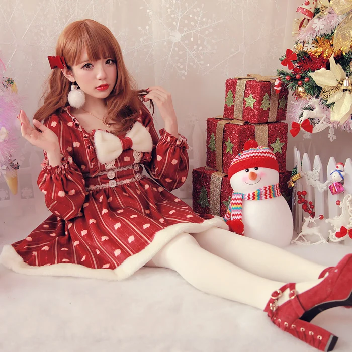 Princess sweet lolita dressBOBON21 exclusive original design plush texture palace printed Christmas dress D1153
Princess sweet lolita dressBOBON21 exclusive original design plush texture palace printed Christmas dress D1153