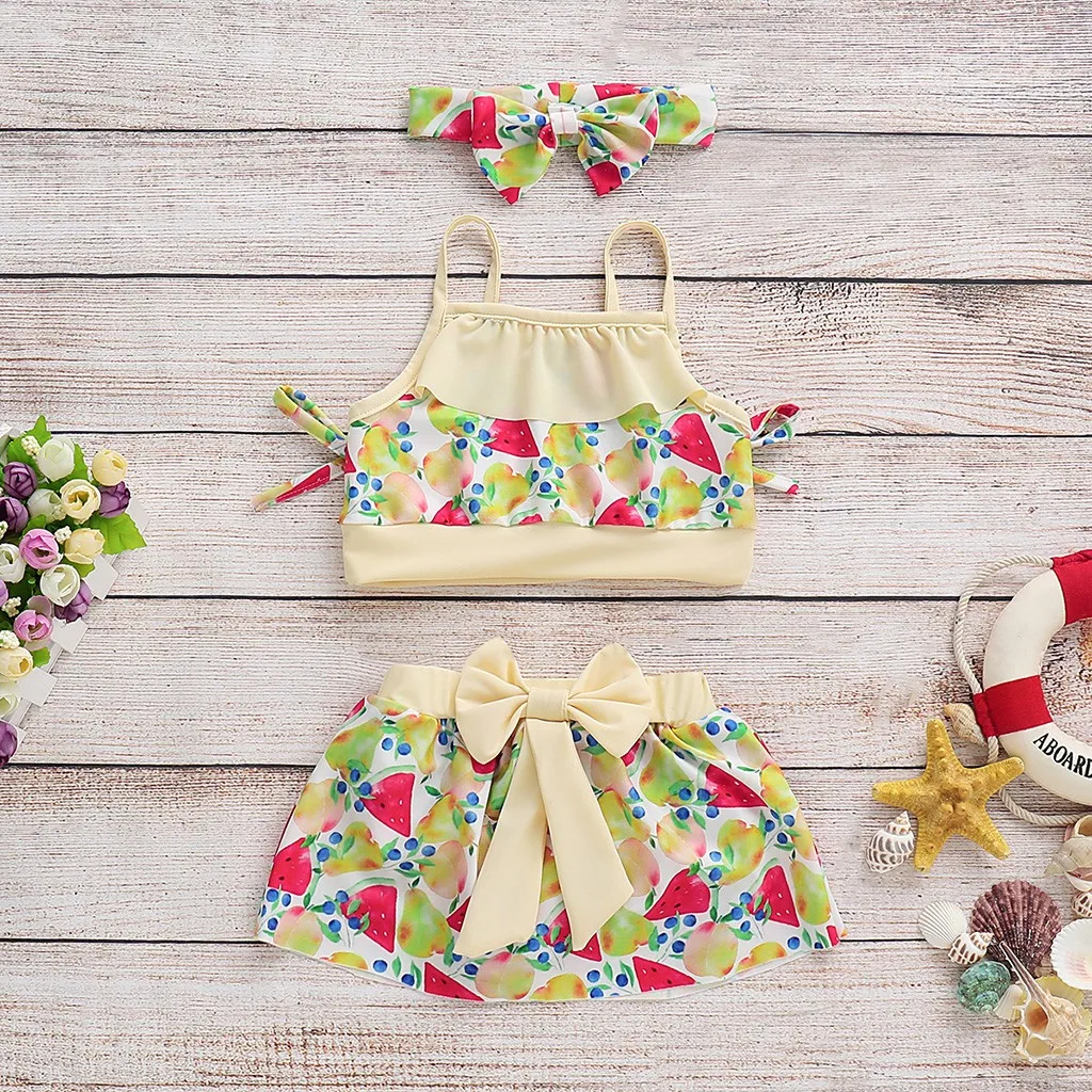 Children Kids Girls Beachwear Suspender Tops+Skirt+Headbands Swimsuit Set Kids Swimwear For Girls Bebek Mayo Kid Bathing Suit
Children Kids Girls Beachwear Suspender Tops+Skirt+Headbands Swimsuit Set Kids Swimwear For Girls Bebek Mayo Kid Bathing Suit