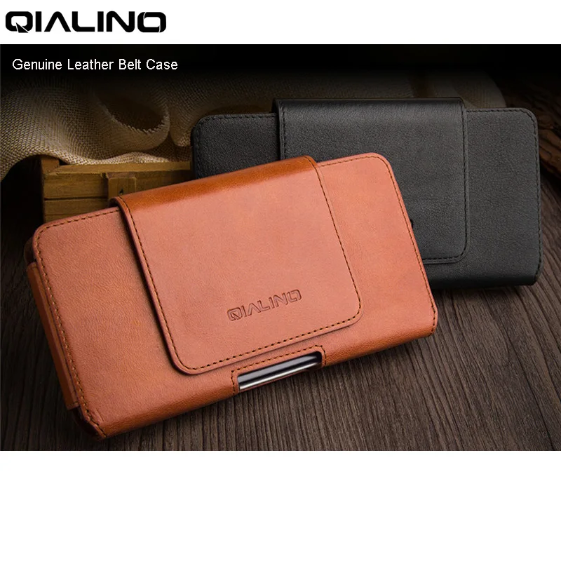 

QIALINO Genuine Leather Belt Case for iPhone 8 7 6 6s Plus Waist Holster Clip Bag Pouch Cover for iPhone X Business Phone Cases