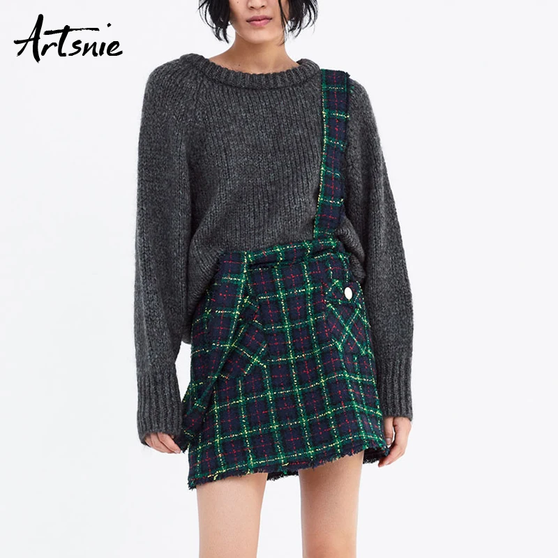 Artsnie Streetwear Plaid Mini Overall Dress Women Spring 2019 Double Pockets Casual Tassel Short A Line Dresses Vestidos Mujer
Artsnie Streetwear Plaid Mini Overall Dress Women Spring 2019 Double Pockets Casual Tassel Short A Line Dresses Vestidos Mujer