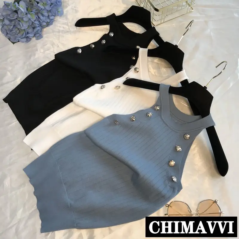 2019 Summer New Women Girls Gold Buckle Decoration Hollow Knitting Vest Basic Shirts Female Pure Color Tank Tops
2019 Summer New Women Girls Gold Buckle Decoration Hollow Knitting Vest Basic Shirts Female Pure Color Tank Tops