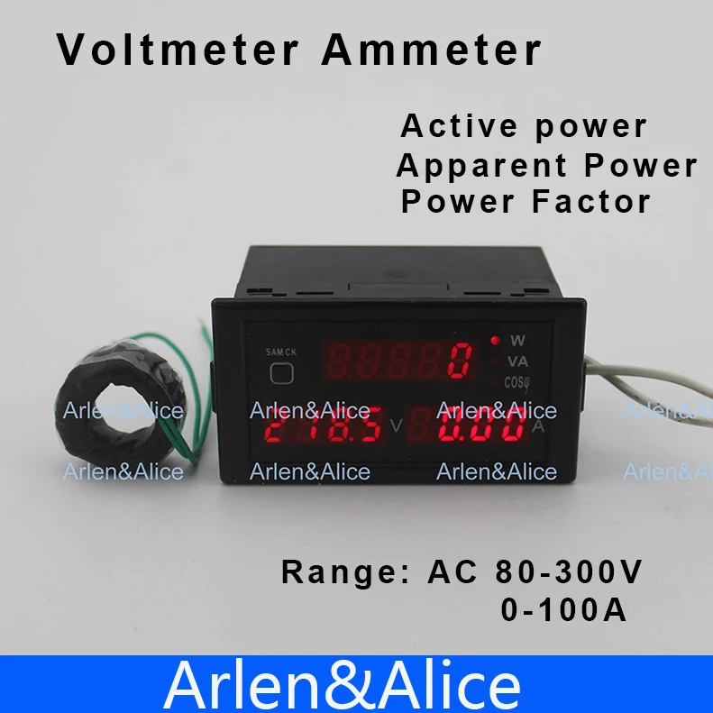 D69 Multi-functional LED display panel meter voltmeter ammeter with active and apparent power and power factor 80-300V 0-100A
D69 Multi-functional LED display panel meter voltmeter ammeter with active and apparent power and power factor 80-300V 0-100A