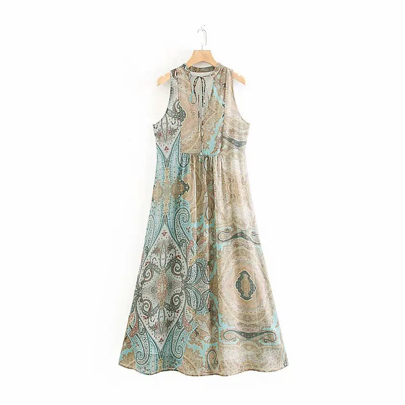 New women vintage paisley floral print lace up long dress female v neck sleeveless vestidos chic casual pleats dresses DS2601
New women vintage paisley floral print lace up long dress female v neck sleeveless vestidos chic casual pleats dresses DS2601