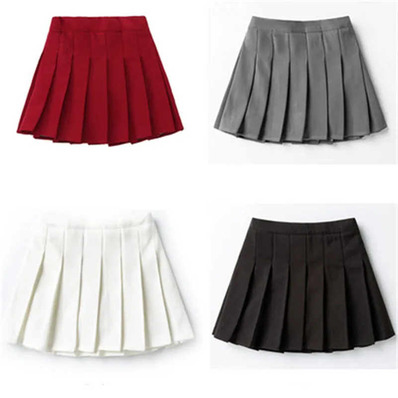 2019 School Big Girls Skirts Performance Pleated Skirt Solid Color Children Clothes Baby Toddler Teenage Kids Bottoms 3-15Y 3204 | Детская
