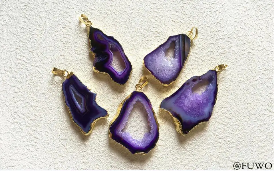 Purple Agate Slice Pendant 7