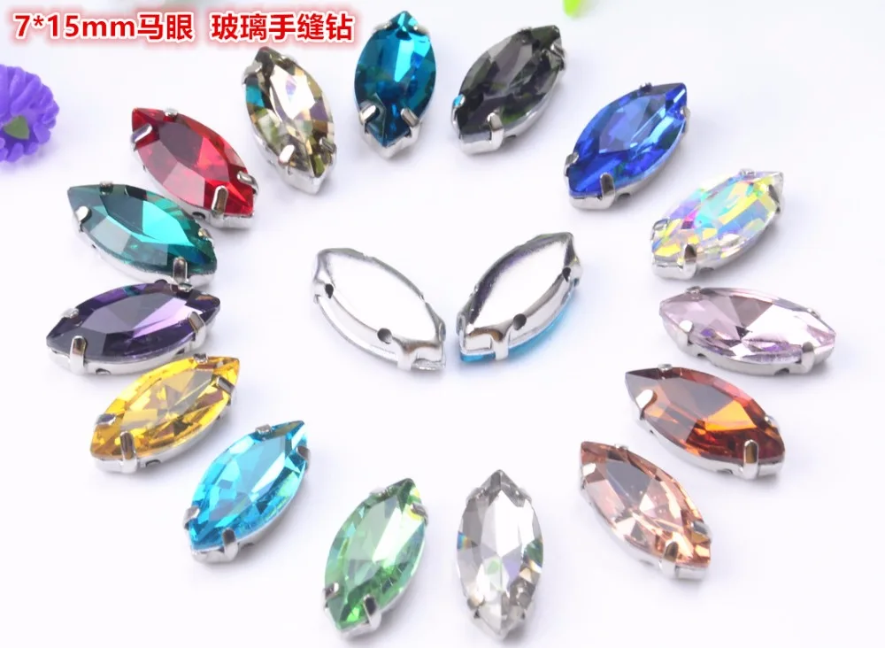 20pcs 7*15mm Crystal Colorful Navette Sew On beads With Claw Setting Silver Back Fancy Stone With Metal Claw With Holes
20pcs 7*15mm Crystal Colorful Navette Sew On beads With Claw Setting Silver Back Fancy Stone With Metal Claw With Holes
