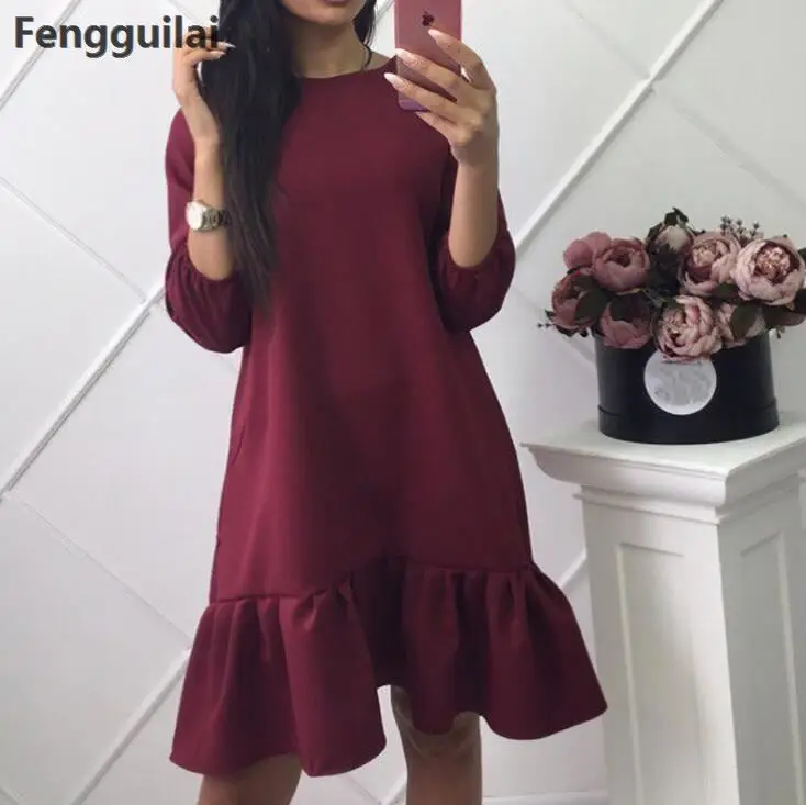 2018 New Fashion Women 'S Spring Summer Dress Ruffle Dresses Three Quarter Sleeve Casual Loose Mini Dresses Plus Size
2018 New Fashion Women 'S Spring Summer Dress Ruffle Dresses Three Quarter Sleeve Casual Loose Mini Dresses Plus Size