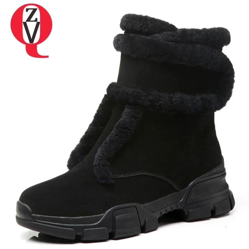 ZVQ 2018 winter new popular casual plush warm women shoes med wedges platform round toe snow boots cow suede black ankle boots
ZVQ 2018 winter new popular casual plush warm women shoes med wedges platform round toe snow boots cow suede black ankle boots